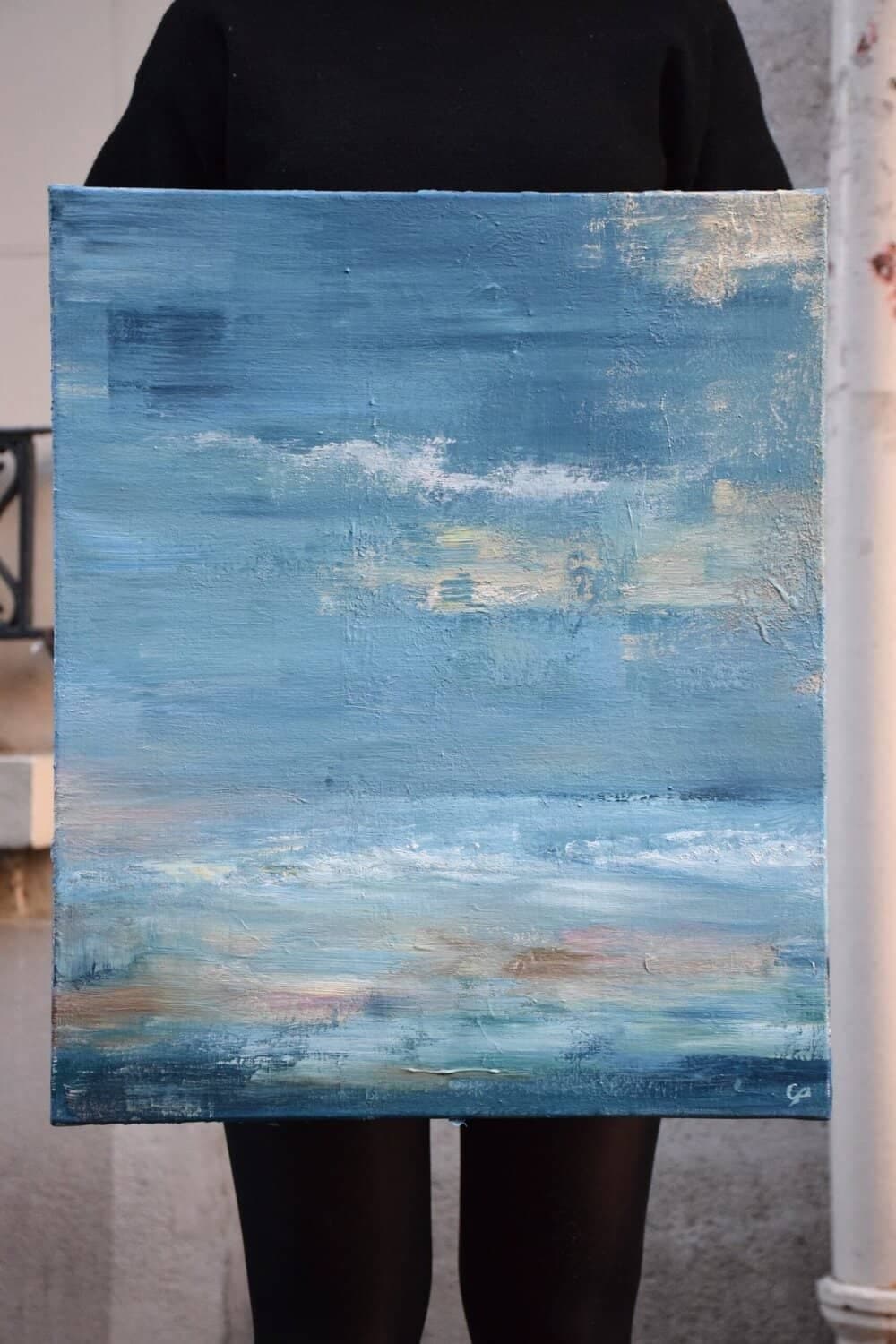 La trame de l'horizon - Peinture contemporain par Claire Prevost
